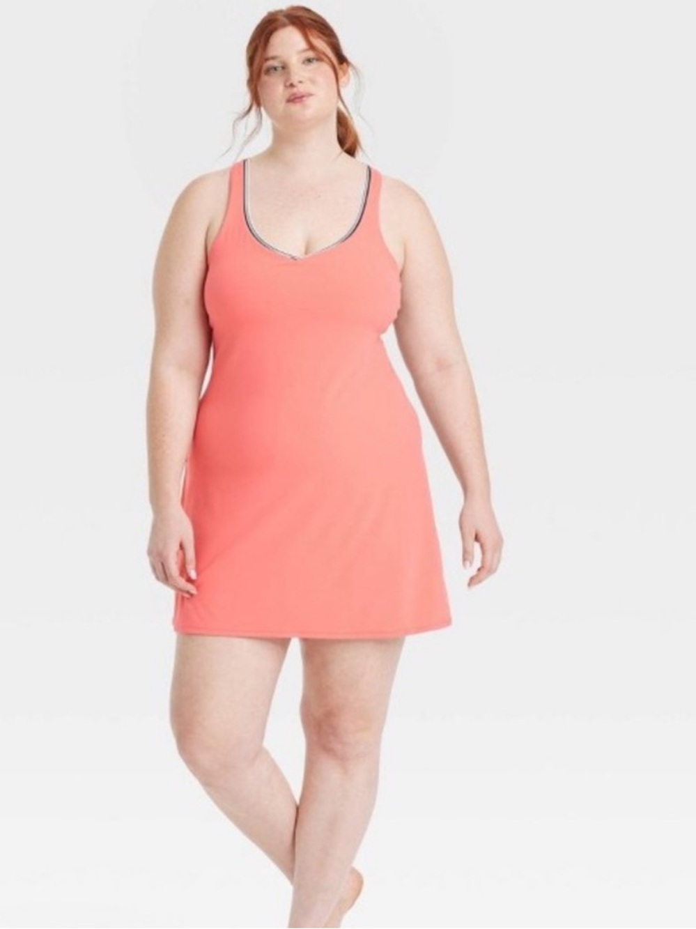 All In‎ Motion Everyday Soft Coral Pink Active Dress with Built in Shorts 2X